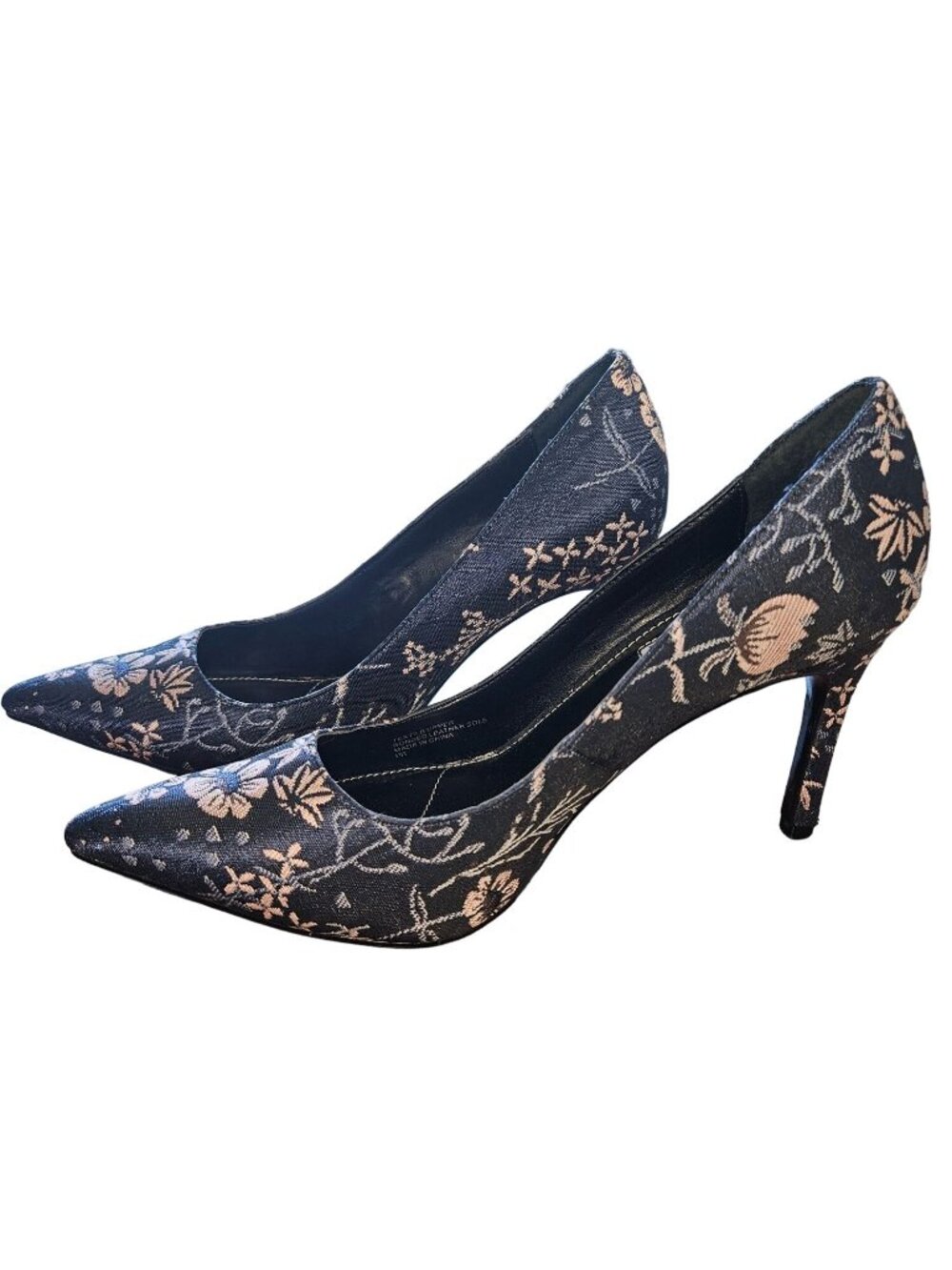 Charles David Denise Blue Floral Brocade Stiletto Heels Women Size 8.5 - Picture 3 of 13